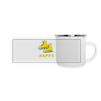 schlittschuhe happy - Panorama Emaille-Tasse - Weiß - Vorne