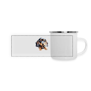 Dachshund Hund Hundehalter Dackelwelpe Hunde - Panorama Emaille-Tasse - Weiß - Vorne
