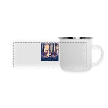 Reh Familie - Panorama Emaille-Tasse - Weiß - Vorne