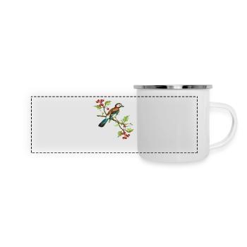 Bunter Vogel - Panorama Emaille-Tasse - Weiß - Vorne