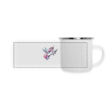 Licorne Unicorn Kawaii - Mug panoramique émaillé - blanc - Devant