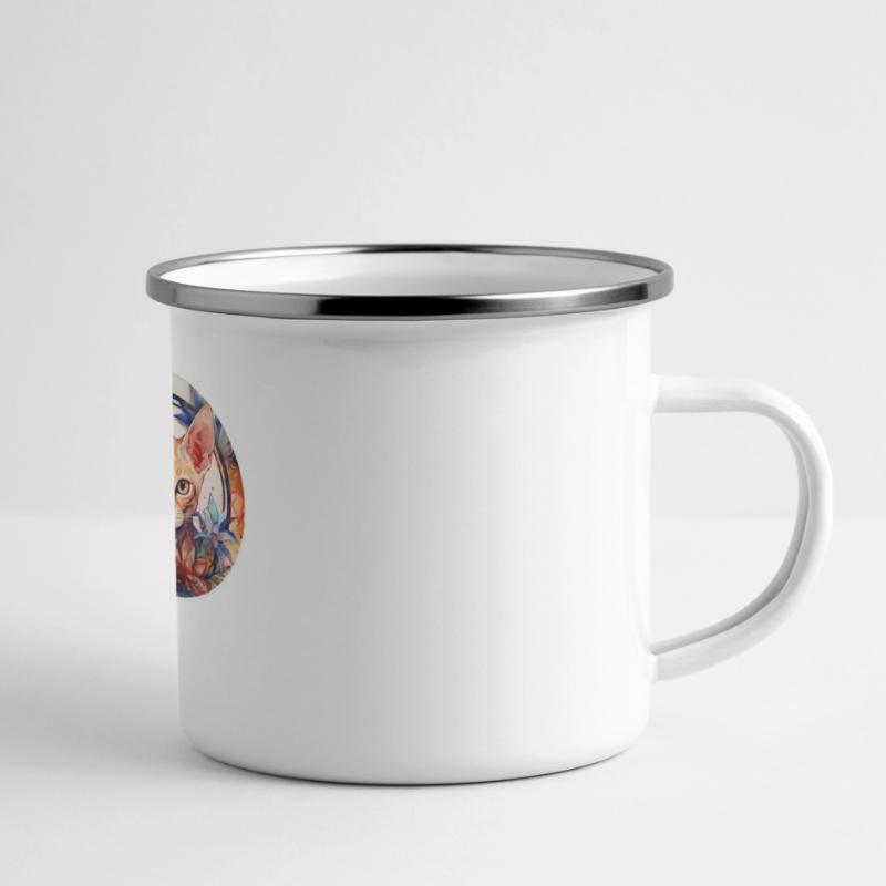 Devon Rex Katze Boho-Stil, Liebeskatzen Panorama Emaille-Tasse