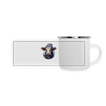Mega cute calf in winter - Panoramic Camper Mug - white - Front