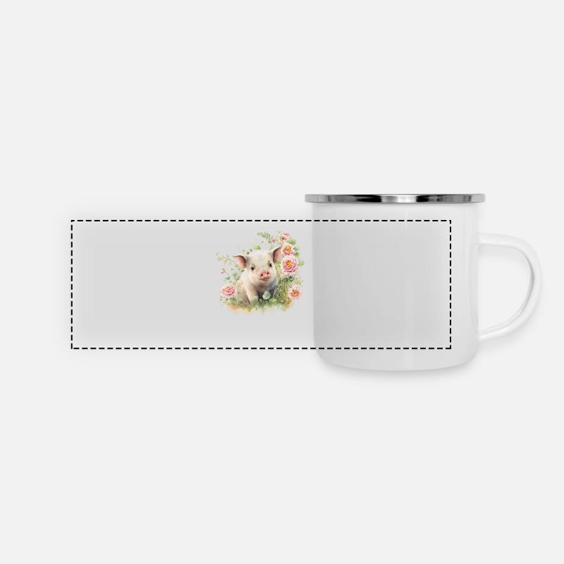 COCHON - Mug panoramique émaillé - blanc