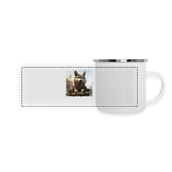 Lustiger Wolf - Panorama Emaille-Tasse - Weiß - Vorne