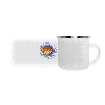 Fisch - Panorama Emaille-Tasse - Weiß - Vorne