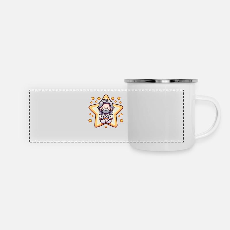 God Meditating cartoon - Panoramic Camper Mug - white