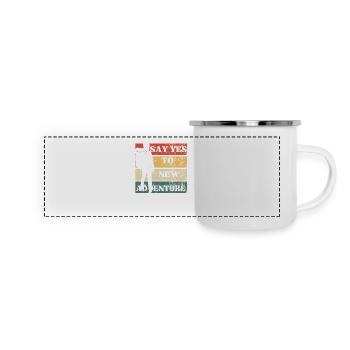 Sag Ja zu neuen Abenteuern - Panorama Emaille-Tasse - Weiß - Vorne