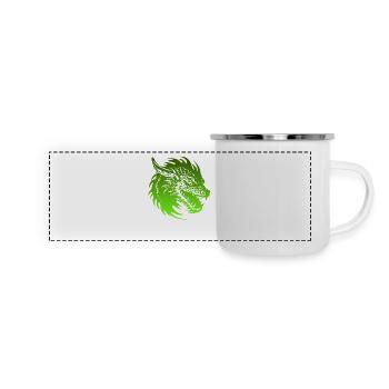 Fantasy Drache Anime Drachenkopf Mythisches Reptil - Panorama Emaille-Tasse - Weiß - Vorne