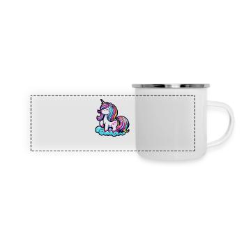 Cute Unicorn on a Cloud - Panoramic Camper Mug - white - Front