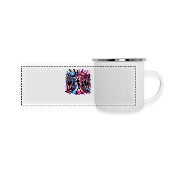 Lebendige Musik Tanz Kunst – Bewegung Energie - Panorama Emaille-Tasse - Weiß - Vorne