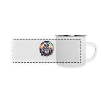 Puissance, animal, hibou, intuition, énergie créatrice, - Mug panoramique émaillé - blanc - Devant