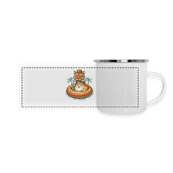 Tigre en vacances - Mug panoramique émaillé - blanc - Devant