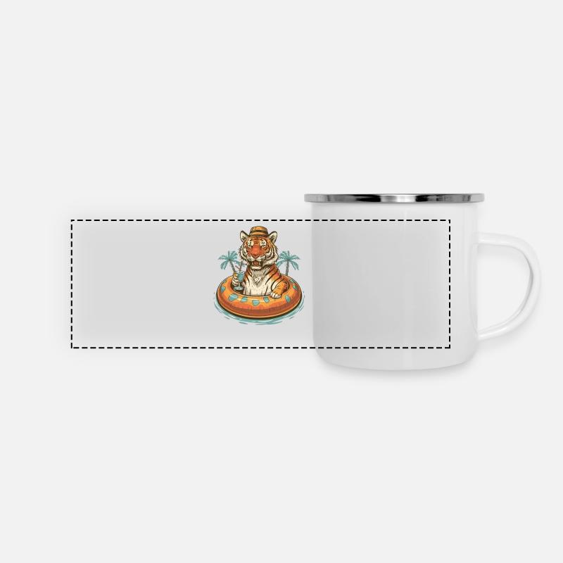 Tiger on vacation - Panoramic Camper Mug - white