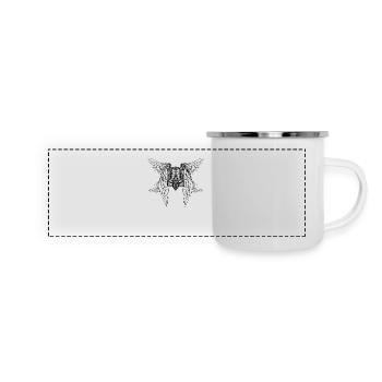 geflügelte Dreizack der Ukraine mit der Kontur - Panorama Emaille-Tasse - Weiß - Vorne