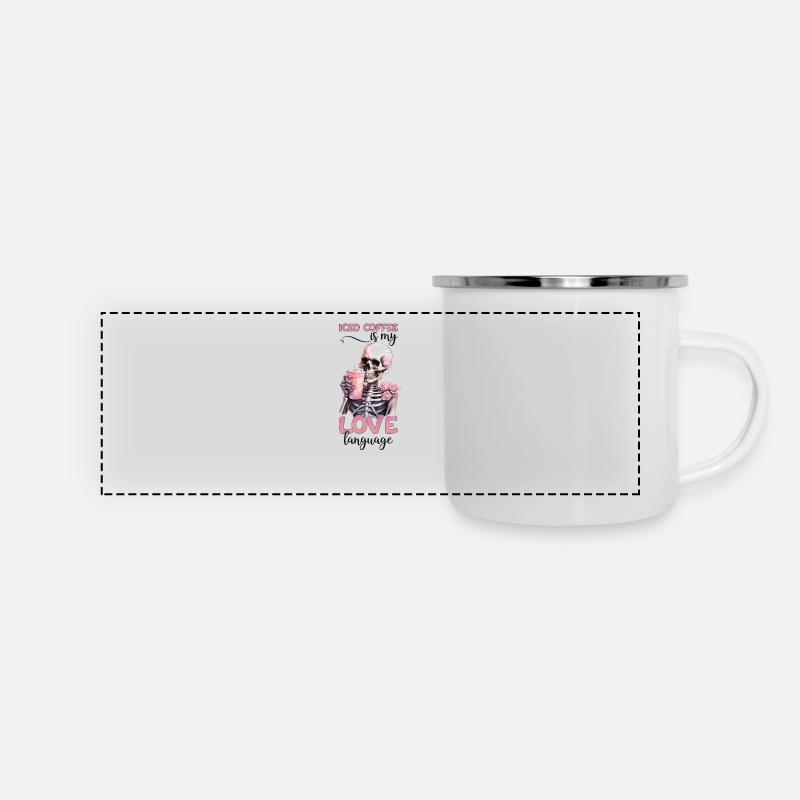 Le café glacé est mon amour Langue Coeur de la Saint-Valentin - Mug panoramique émaillé - blanc
