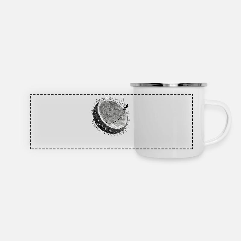 Handbemalter Kletterer - Panorama Emaille-Tasse - Weiß