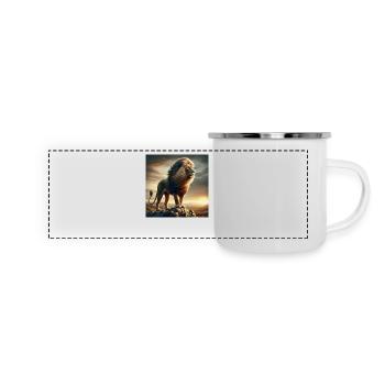 Lion - Panorama Emaille-Tasse - Weiß - Vorne