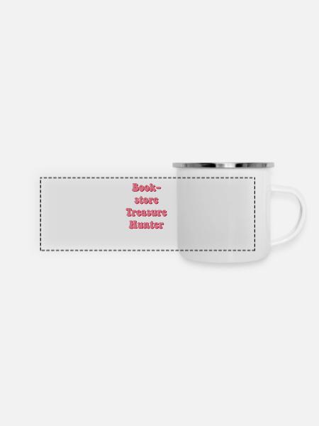Buchhandlung Schatzsucher - Panorama Emaille-Tasse - Weiß