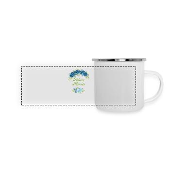 Zukünftige Braut Blue Flowers - Passendes T-Shirt - Panorama Emaille-Tasse - Weiß - Vorne