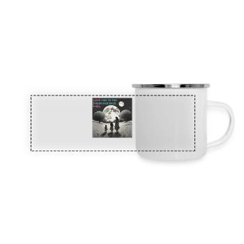 Muttertag: Love You to the Moon and Back Mom - Panorama Emaille-Tasse - Weiß - Vorne