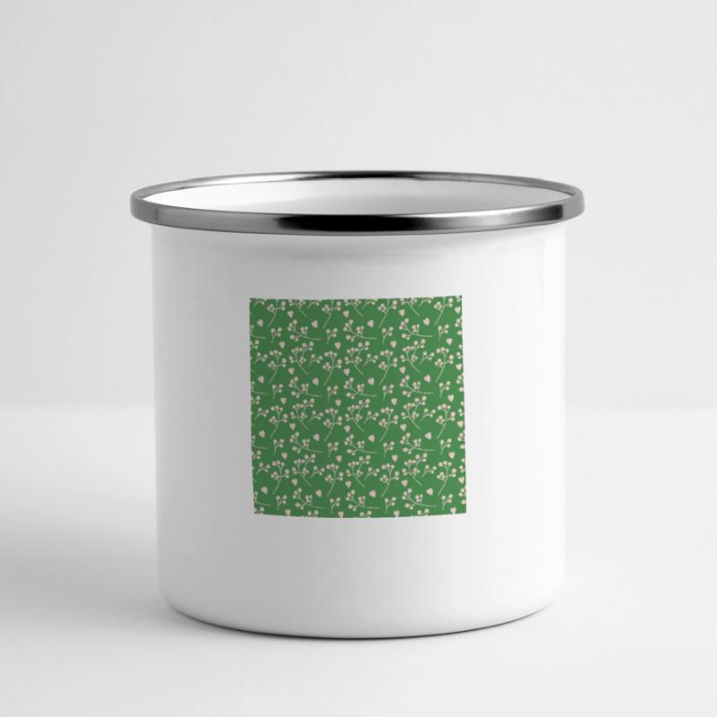 Blume-Blatt-Muster Flower Leaf Pattern Panorama Emaille-Tasse