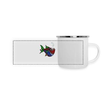 Fisch - Panorama Emaille-Tasse - Weiß - Vorne