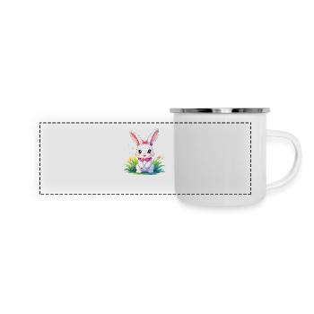 Süßer Hase - Panorama Emaille-Tasse - Weiß - Vorne