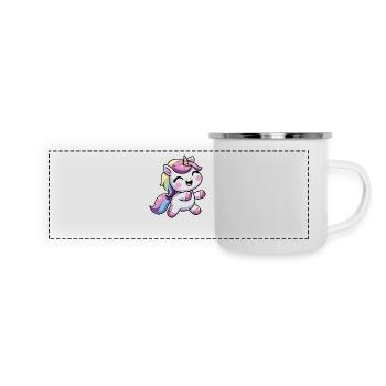 Happy Unicorn dancing - Panoramic Camper Mug - white - Front