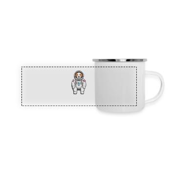 Cosmic Canine Cadet: A Pixel Pup's Space Odyssey - Panoramic Camper Mug - white - Front