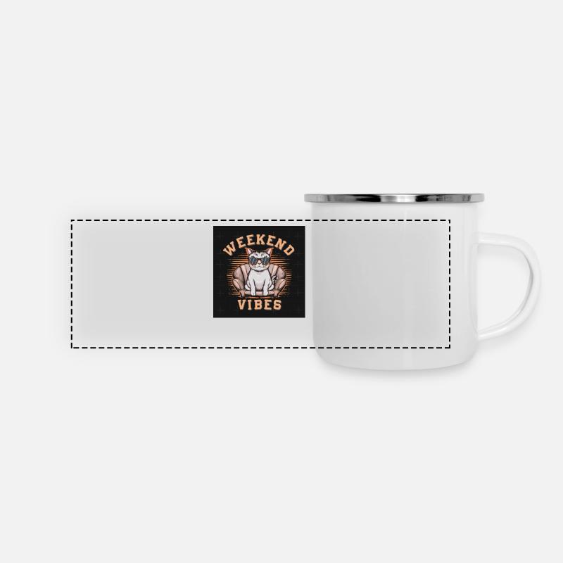 Cool cat vibes - Panoramic Camper Mug - white