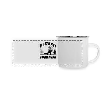 Dackel - Panorama Emaille-Tasse - Weiß - Vorne