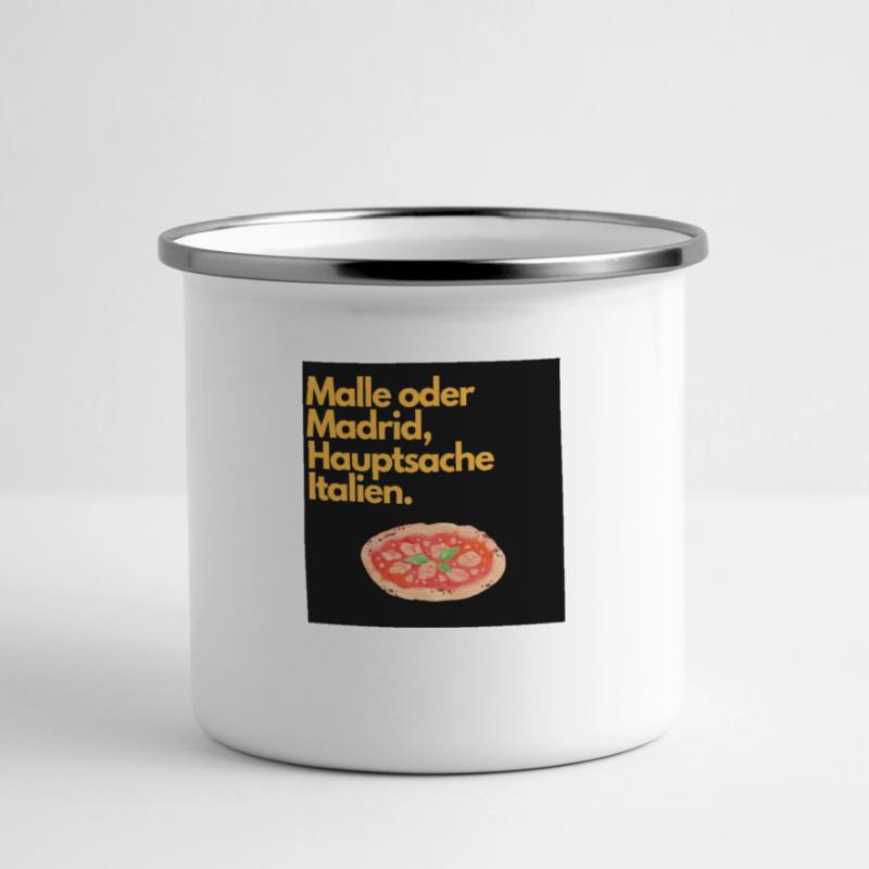 Malle oder Madrid Panorama Emaille-Tasse