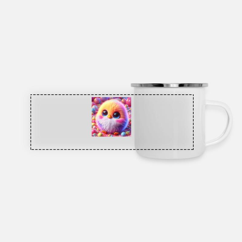 Chicks 3D Hyperrealism Yellow White with Balls - Panoramic Camper Mug - white