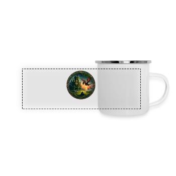 Drachenschloss - Panorama Emaille-Tasse - Weiß - Vorne
