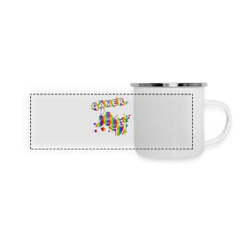 Gamer Game Play Online Computer Gaming Arcade Neon - Panoramic Camper Mug - white - Front
