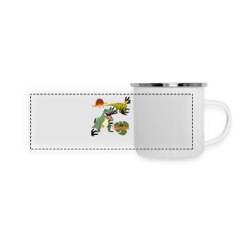 Dinosaure cool - Mug panoramique émaillé - blanc - Devant