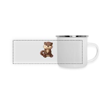 Niedlicher Otter Blickfang Für Tierfreunde - Panorama Emaille-Tasse - Weiß - Vorne