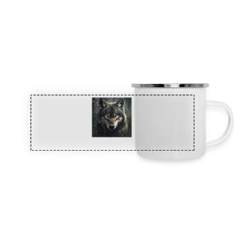 Les loups vikings d’Odin Geri et Freki Valhalla - Mug panoramique émaillé - blanc - Devant