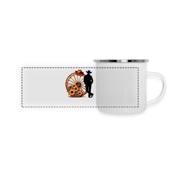 Cowboy Drôle Chapeau Cowboy Wild Western Rodeo Texas - Mug panoramique émaillé - blanc - Devant