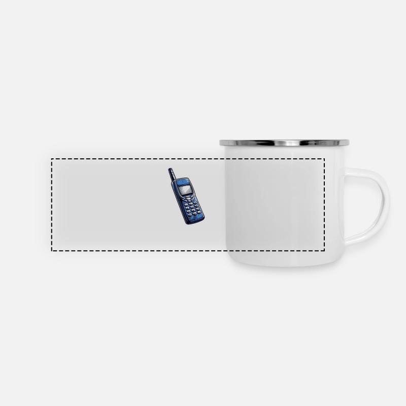 Retro-Handy - Panorama Emaille-Tasse - Weiß