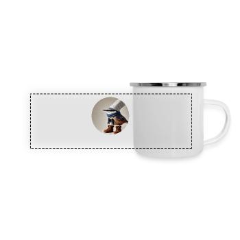 Kleiber mit Fernglas - Panorama Emaille-Tasse - Weiß - Vorne