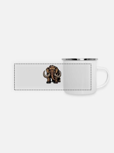 Mammut Comic - Panorama Emaille-Tasse - Weiß