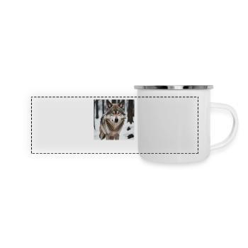 Wolf - Panorama Emaille-Tasse - Weiß - Vorne