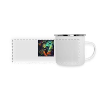 FANTASY Forest Cat 3 - Panorama Emaille-Tasse - Weiß - Vorne