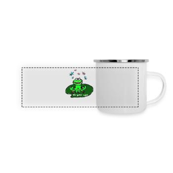 glücklicher Frosch - Panorama Emaille-Tasse - Weiß - Vorne