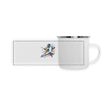 Fechter, Fechter, Noble Sport - Panorama Emaille-Tasse - Weiß - Vorne