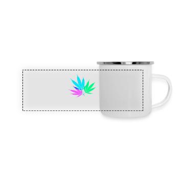 Feuilles de chanvre colorées - Mug panoramique émaillé - blanc - Devant