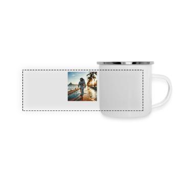 Astronaut - Panorama Emaille-Tasse - Weiß - Vorne