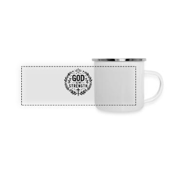 Gott ist meine Stärke - Panorama Emaille-Tasse - Weiß - Vorne